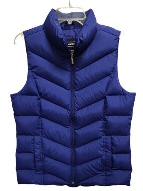 Lands’ End Navy Puffer Vest Women’s S Quilted Lightweight Packable Zip